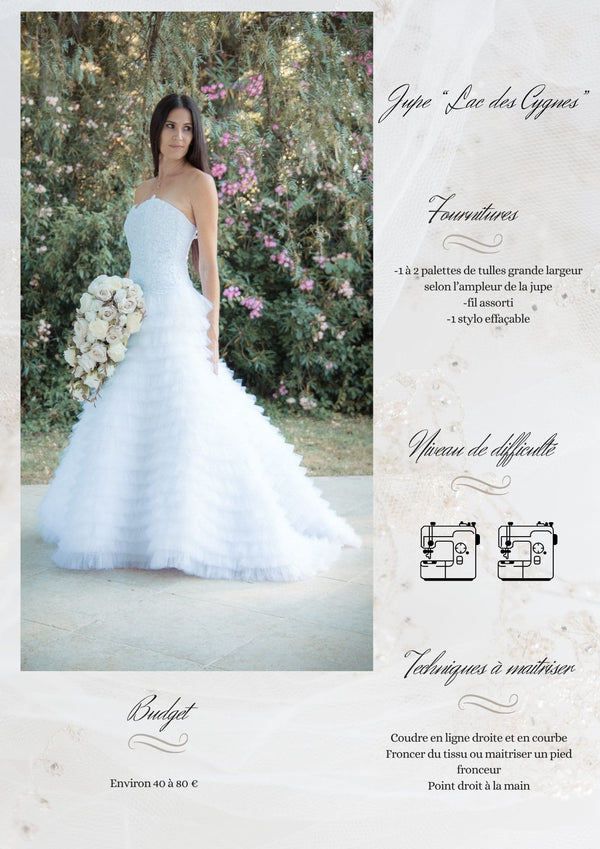 ebook couture, tutoriel couture, jupe en tulle, technique d’habillage de jupe, jupe spectaculaire, robe de mariée à coudre, robe de soirée, robe de bal, costume de scène, couture débutante, patron de couture, création inspirée du ballet, tutu de danse classique et robe spectaculaire . couture effet wahou